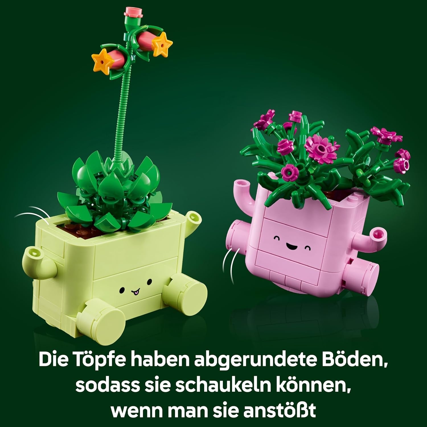 LEGO Botanicals Schaukelnde Pflanzen - Set mit Kunstblumen - mit 2 Kunstpflanzen & 2 pastellfarbenen Blumentöpfen für Schlafzimmer Deko - DIY Geschenkidee für Mädchen ab 9 Jahren & Erwachsene - 11506