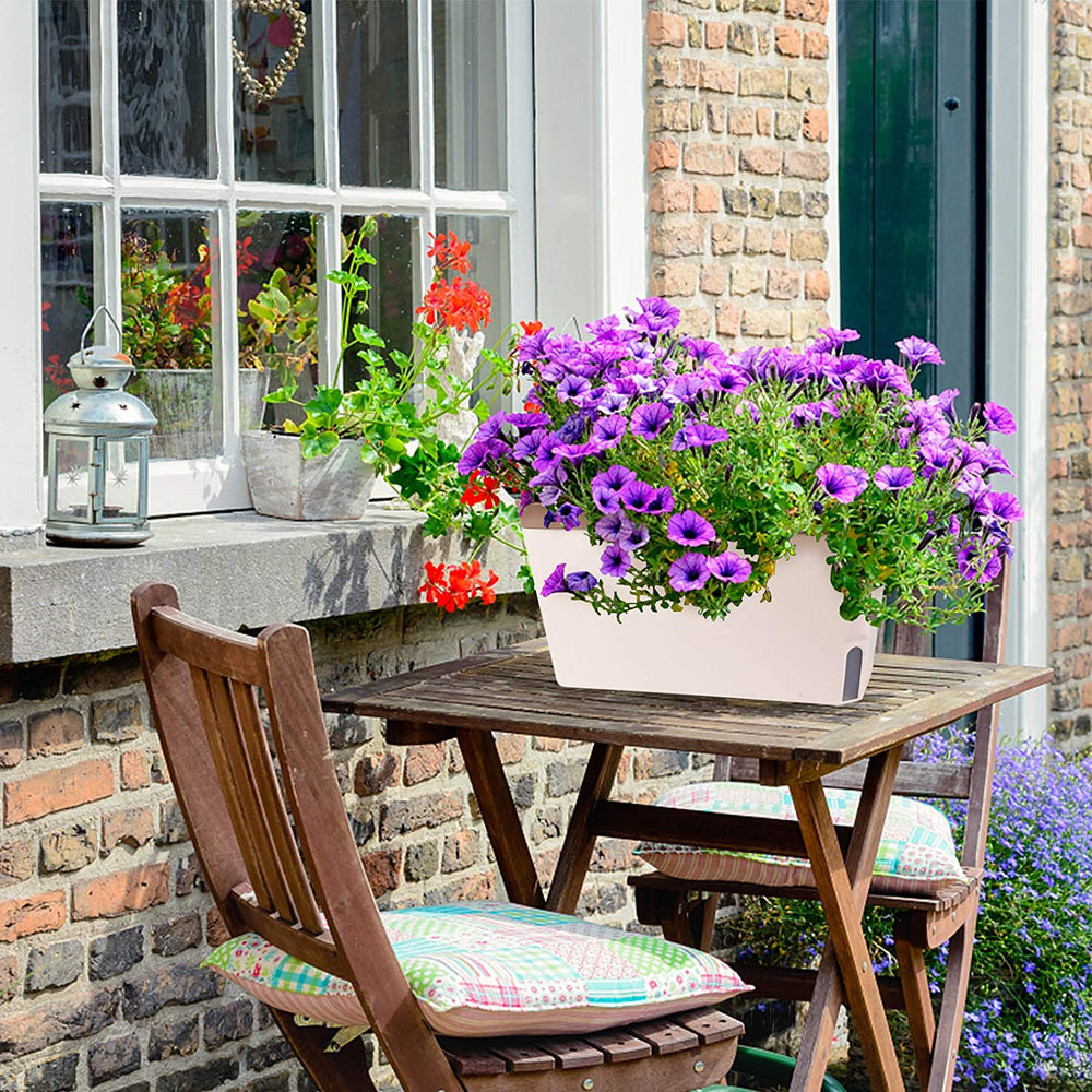 Pots de fleurs à arrosage automatique, lot de 3, pots de fleurs rectangulaires de 27 cm, pots à herbes, boîtes de rebord de fenêtre avec réservoir d'eau, pots de fleurs modernes en plastique pour intérieur et extérieur, jardin, bureau