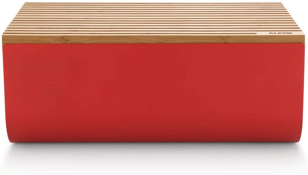 Alessi Mattina BG03 R - Corbeille à pain en acier inoxydable avec résine époxy et bois de bambou, rouge Boîtes de conservation Naty Shop