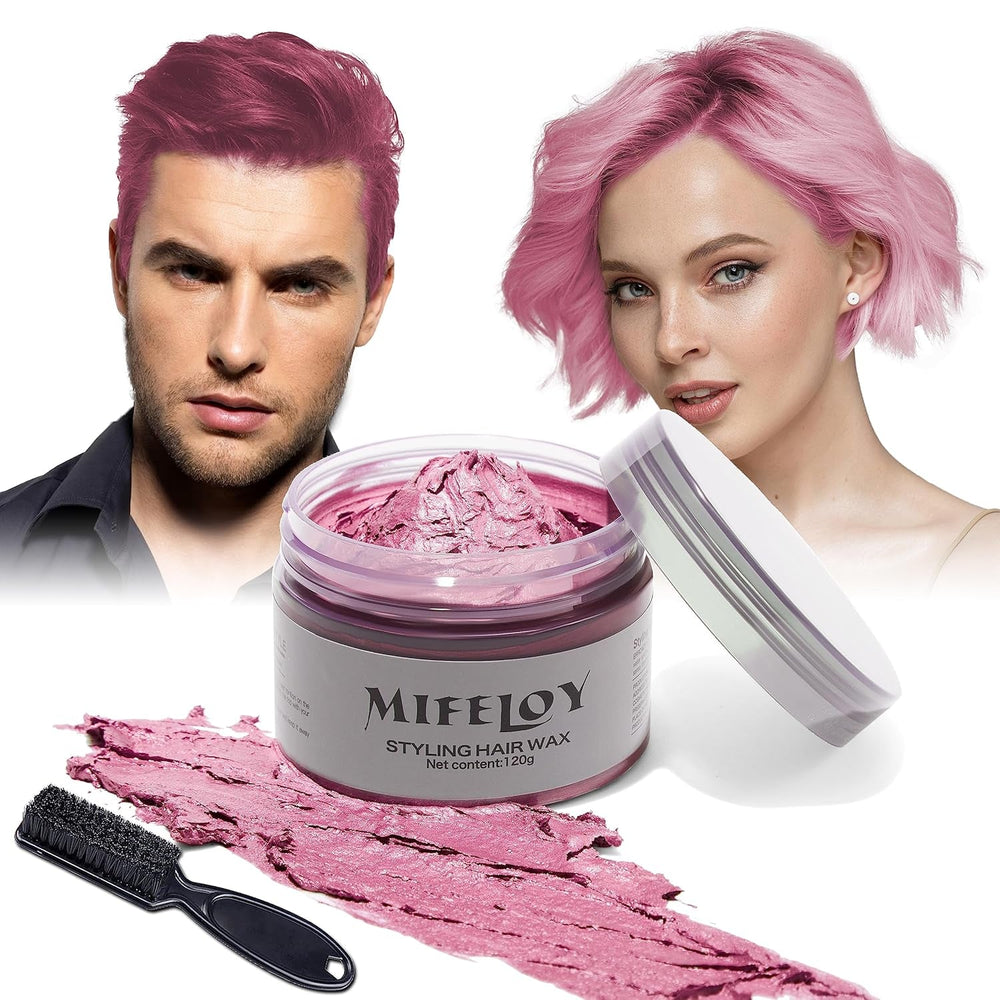 Teinte de cheveux violette 4,23 oz, coloration temporaire avec pinceaux, cire de coiffure pour hommes et femmes, crème capillaire instantanée, pommade de coiffure naturelle, bricolage cosplay Halloween, cire pour cheveux, teinture pour cheveux Naty Shop rose