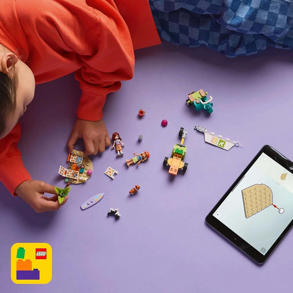LEGO Friends Beach Adventure avec des chiens, jouet de construction pour filles de 6 ans, ensemble de jeu animalier avec 2 figurines et 2 figurines de corgi, cadeau créatif pour enfants, ensemble de construction d'aventure en planche de surf 42641 Jeux de construction Besuche den LEGO-Store