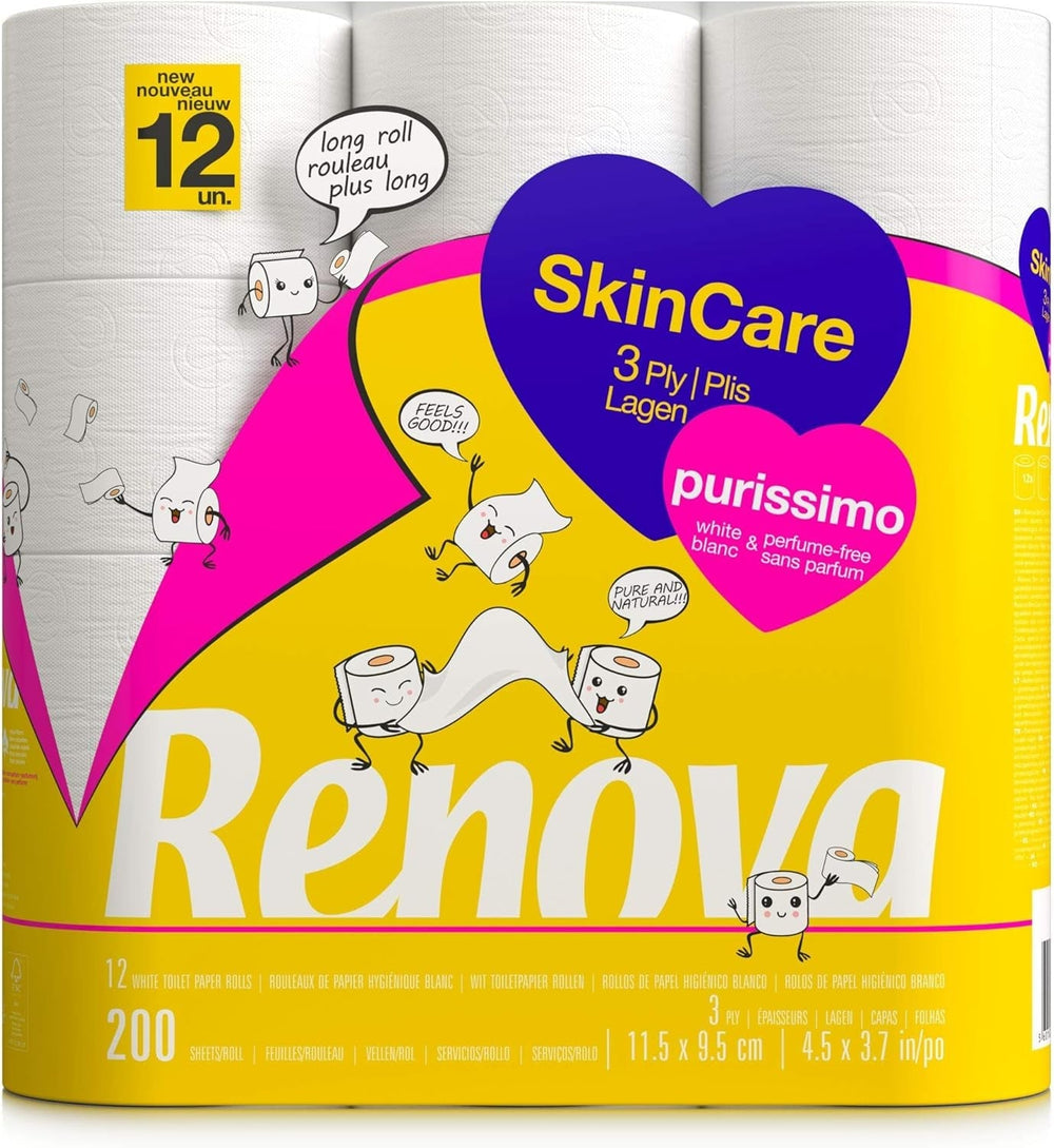 Renova Skincare Purissimo papier toilette, 12 rouleaux, blanc