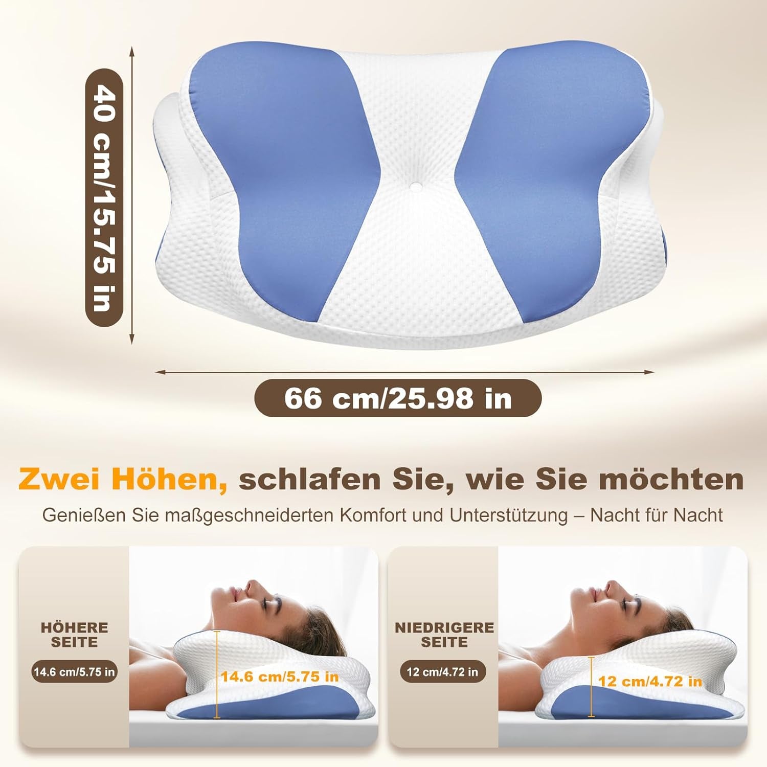Oreiller ergonomique pour dormeur latéral - Oreiller cervical Oreiller de soutien pour les douleurs au cou et aux épaules Oreiller orthopédique en mousse à mémoire de forme Oreiller de soutien du cou pour le ventre, le dos et le côté avec soutien du cou Oreillers orthopédiques cervicaux Naty Shop