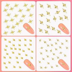 400 pièces de breloques pour ongles en forme d'étoile dorée et argentée, décorations en métal 3D en forme d'étoile, conception d'ongles en forme d'étoile en forme de taille gemme pour décoration d'ongles