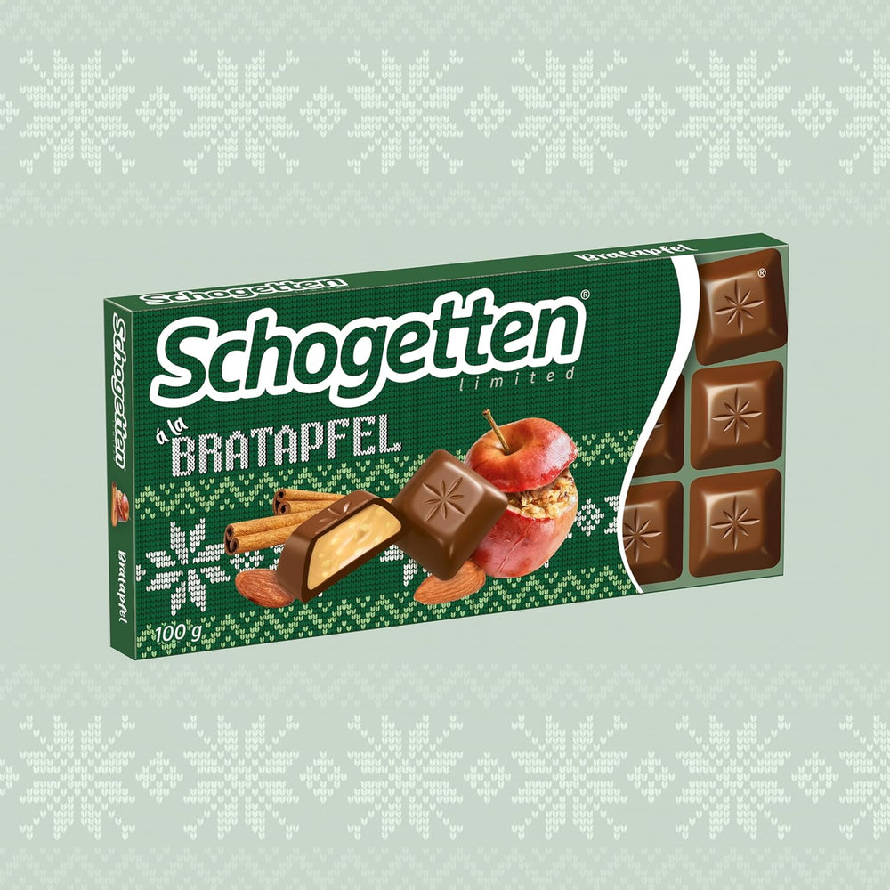 Schogetten Édition hiver aux pommes mûres I Barre de chocolat 100g I au chocolat au lait et en morceaux individuels pratiques