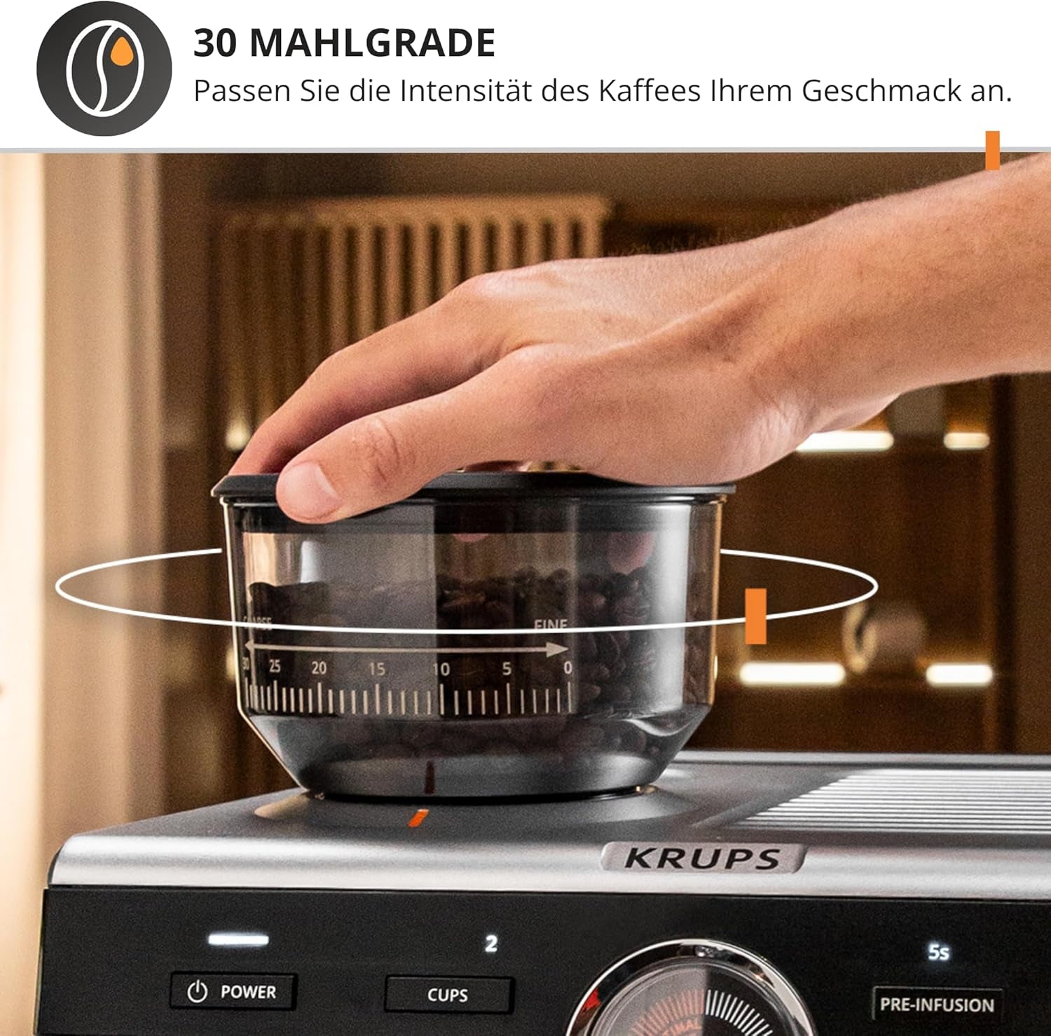 Machine à expresso manuelle Krups Precision avec porte-filtre et moulin, machine à café barista avec panneau de commande intuitif, réglages de pré-infusion, machine à expresso avec buse vapeur, chauffage rapide, XP801T10