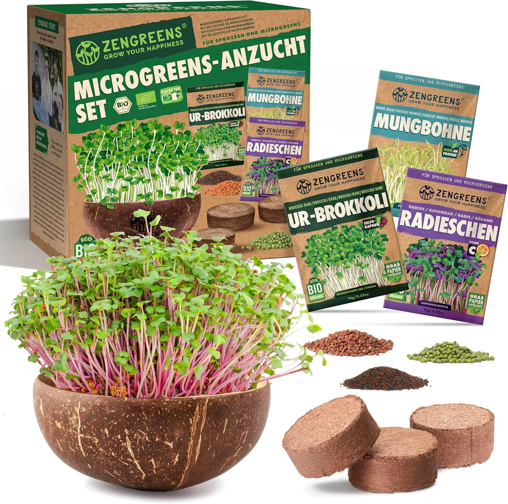 Bio Sprossen Anzuchtschale - Kressesieb 3Er Set - Enthält Keimschale Und Sprossensamen (Kresse, Ur-Brokkoli & Radieschen)