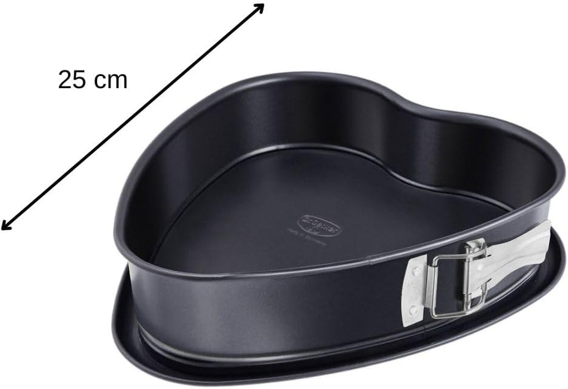 Dr. Oetker Moule à gâteau en forme de cœur avec fond antiadhésif Moule à gâteau à fond plat de 25 cm Plaque de cuisson en acier antiadhésif en forme de cœur avec revêtement antiadhésif Quantité : 1 pièce 1479 Noir