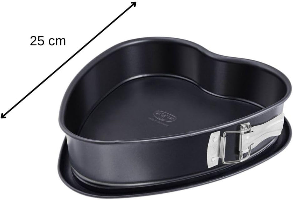 Dr. Oetker Moule à gâteau en forme de cœur avec fond antiadhésif Moule à gâteau à fond plat de 25 cm Plaque de cuisson en acier antiadhésif en forme de cœur avec revêtement antiadhésif Quantité : 1 pièce 1479 Noir