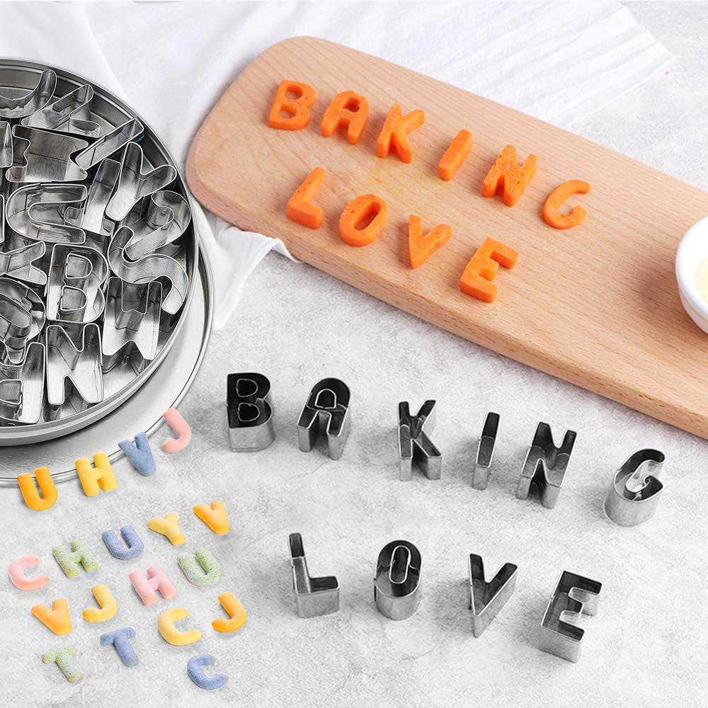 Emporte-pièces lettres de l'alphabet Biscuits fondants bricolage symbole en plastique moule de cuisson en acier inoxydable Biscuits de l'alphabet Gadget de cuisine ensemble d'accessoires de cuisson