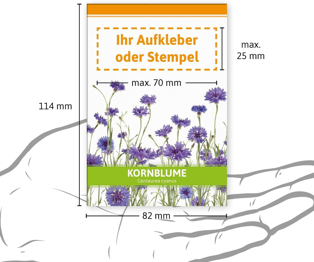 FLORTUS Kornblumen Samen Für Gastgeschenke (100 Stück) | Blumensamen Als Dankeschön Geschenke, Mitgebsel & Werbegeschenke | Wildblumensamen