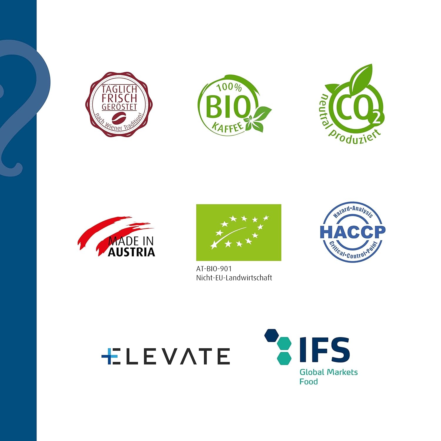 Helmut Sachers Kaffee - Wiener Mischung, Wiener Melange Kaffee aus erstklassigen Hochland Arabica Bohnen, nachhaltig geröstet in Österreich - ganze Kaffeebohnen, 500g