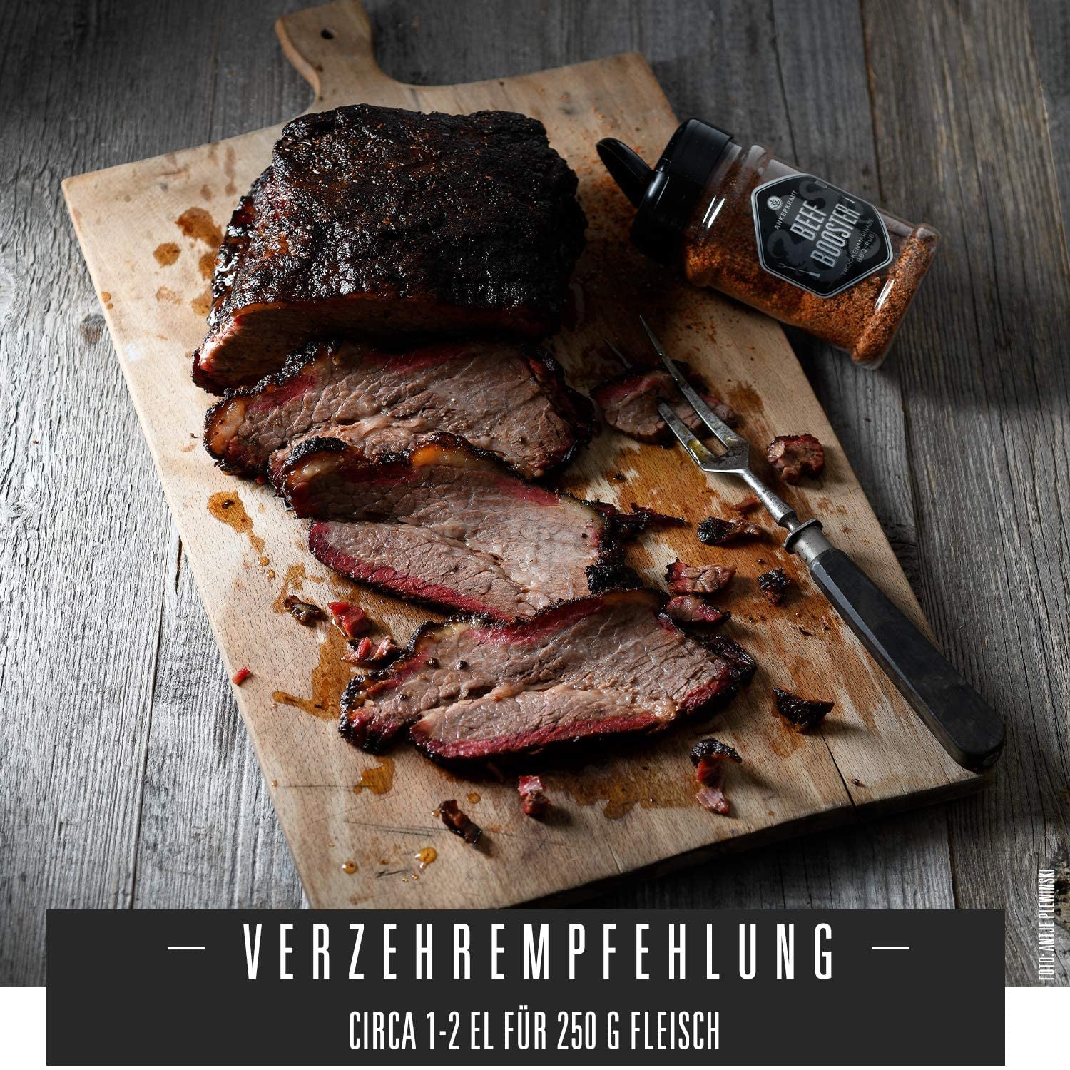 Ankerkraut Beef Booster, Rub Brisket et Steak Gewürz, Gewürzmischung für Fleisch, 230g en Streuer