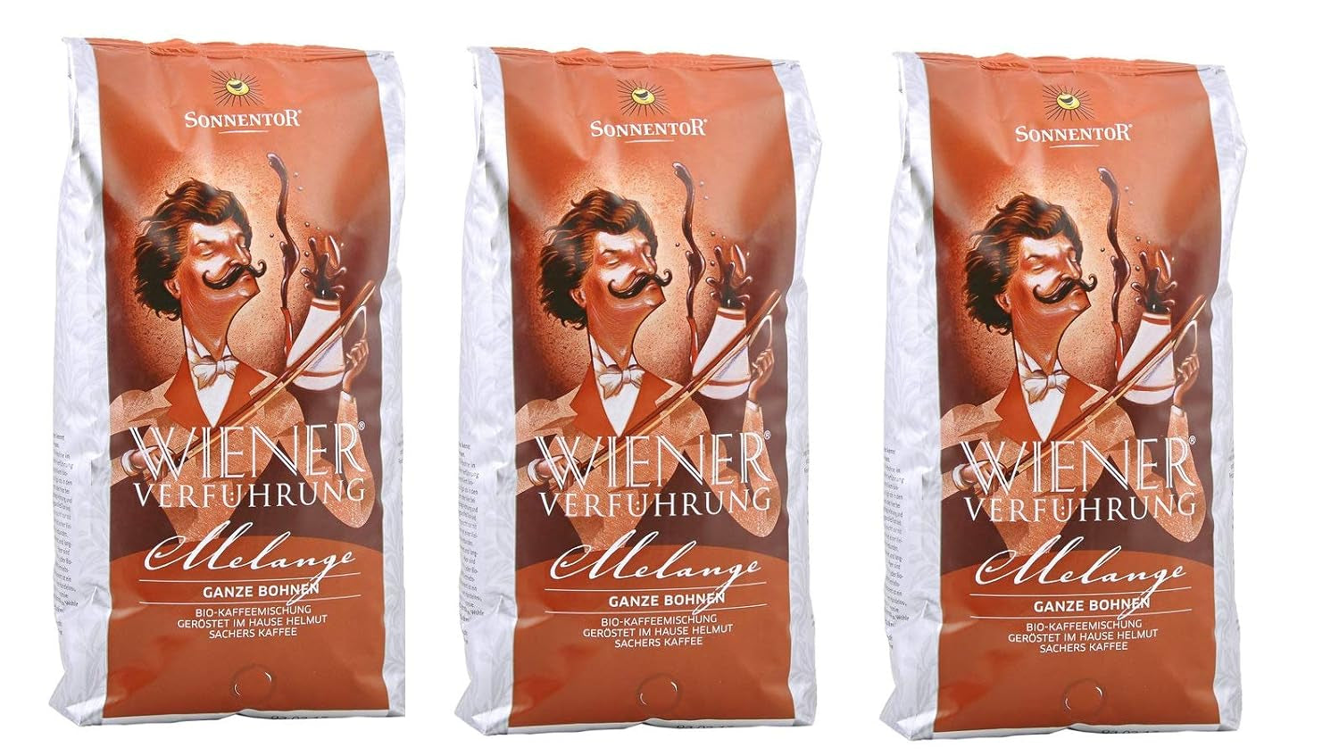 Mélange de café, grains entiers, Séduction Viennoise, bio, 3 x 1000g