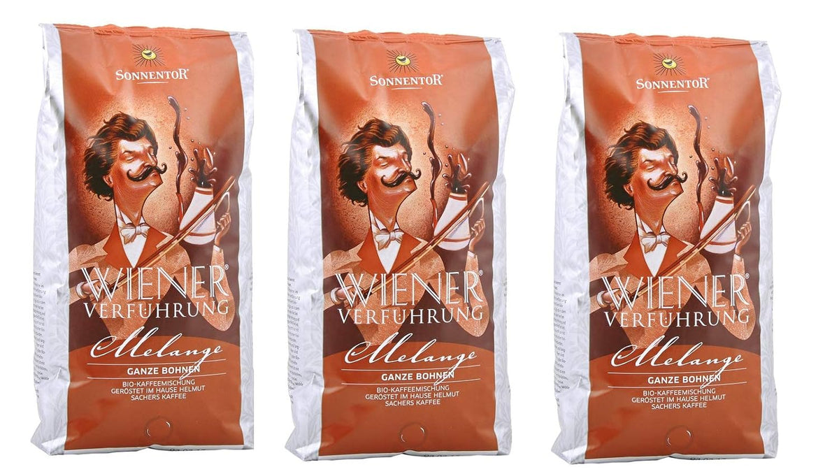 Mélange de café, grains entiers, Séduction Viennoise, bio, 3 x 1000g