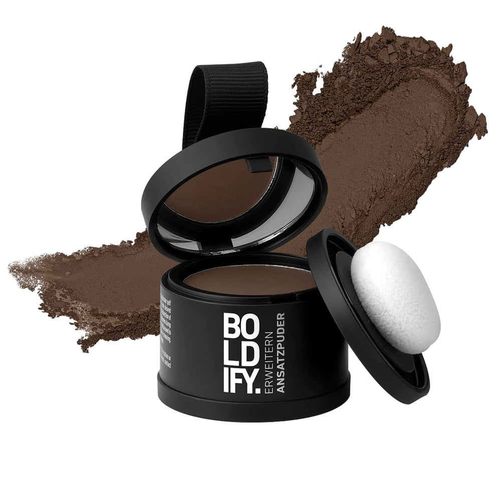 BOLDIFY Root Powder 4g - Correcteur de cheveux épaississant pour femmes et hommes 48h Couverture grise Maquillage imperméable pour dissimuler les racines (Noir) Naty Shop Teinture capillaire Brun moyen 4G (1 paquet)