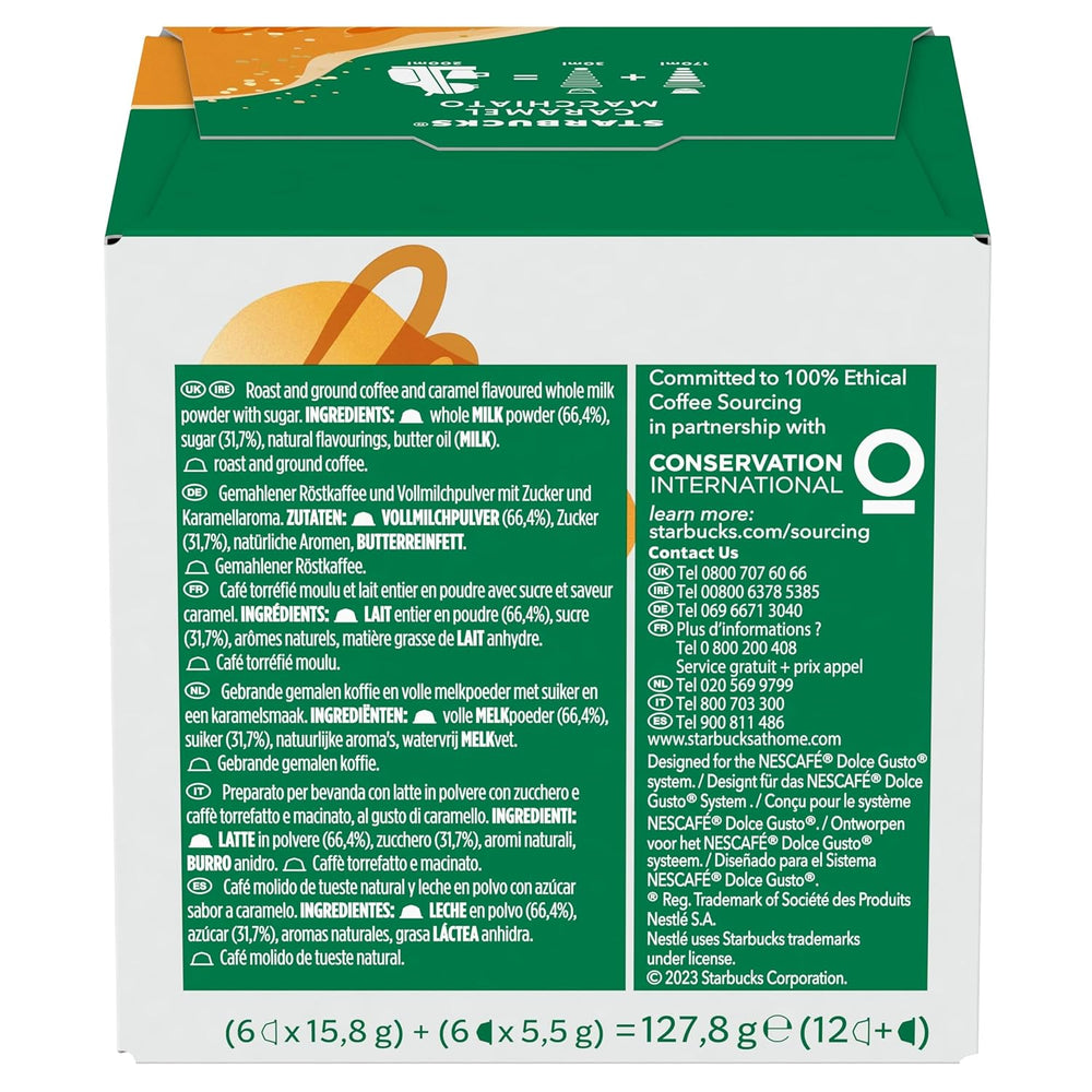 STARBUCKS Caramel Macchiato par Nescafé Dolce Gusto Kaffeekapseln 6 x 12 (72 Kapseln)