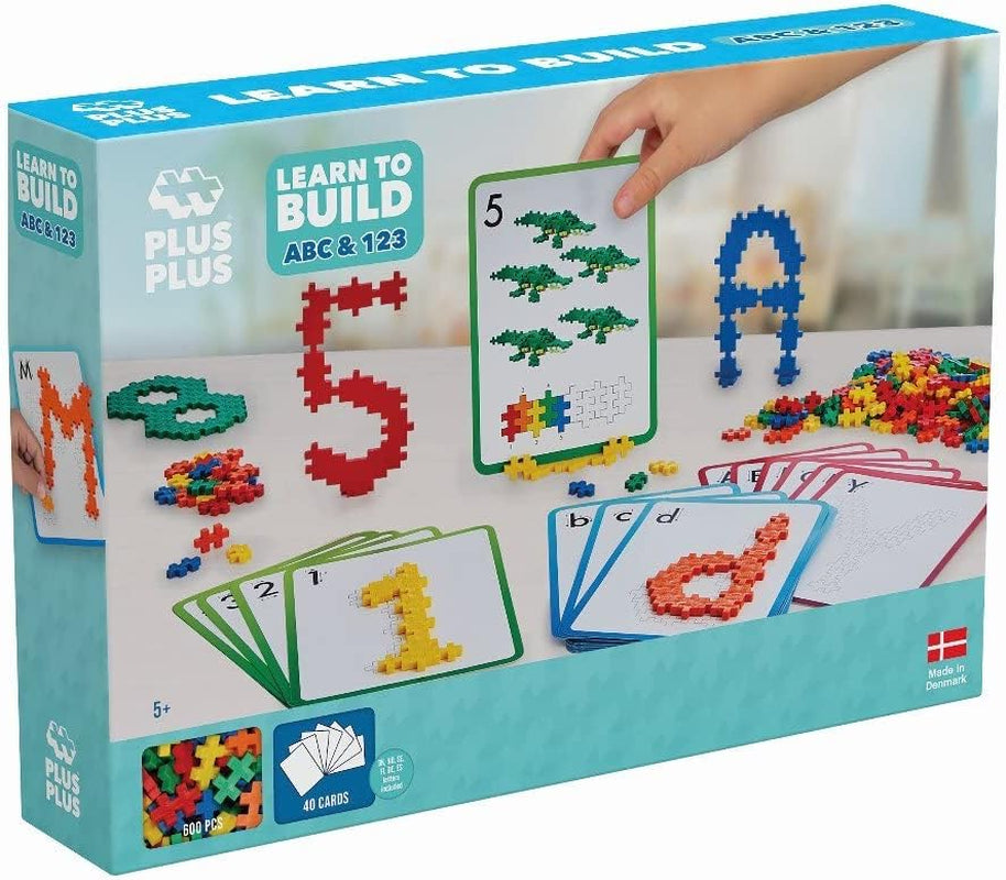 Plus-Plus 9603909 Geniales Konstruktionsspielzeug, Apprendre à construire, ABC & 123, Kreativ-Bausteine, 600 pièces