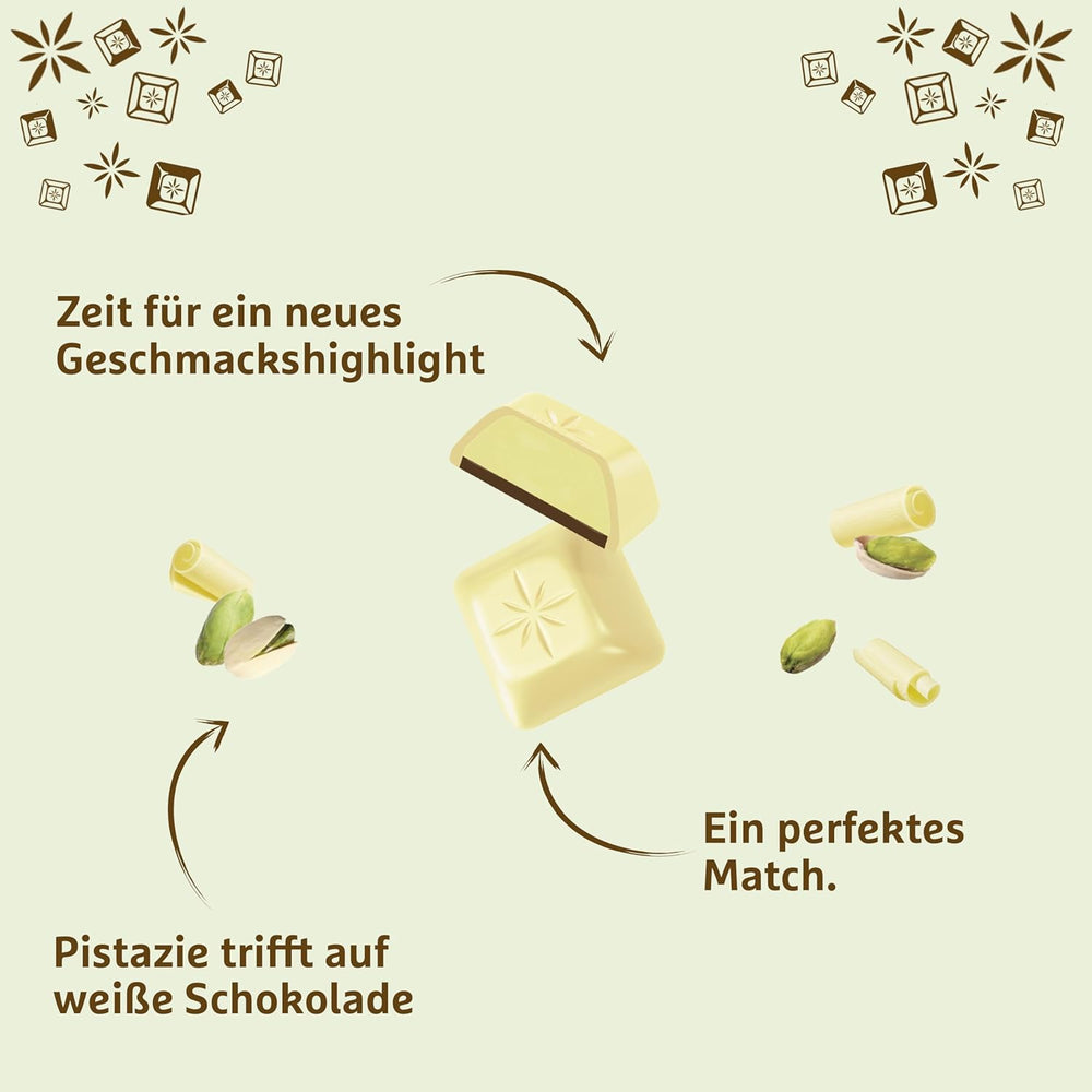 Schogetten Pistache Blanche | Chocolat blanc fourré à la crème de pistache | 100g | Idéalement portionné (paquet de 3)