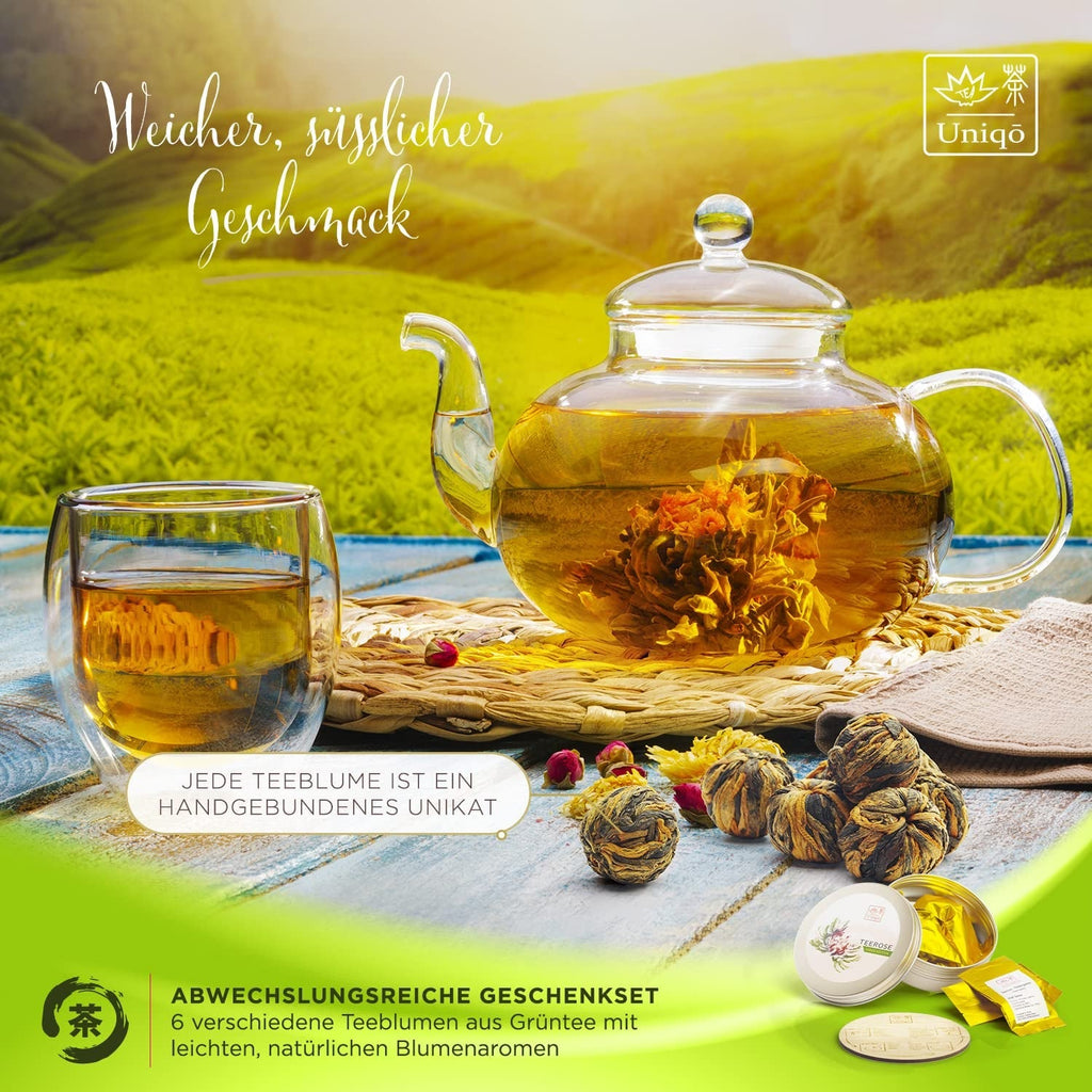 Set cadou cu flori de ceai cu 6 trandafiri de ceai, set de ceai cadou pentru femei | Idei originale de cadouri pentru Crăciun, ziua de naștere sau orice ocazie