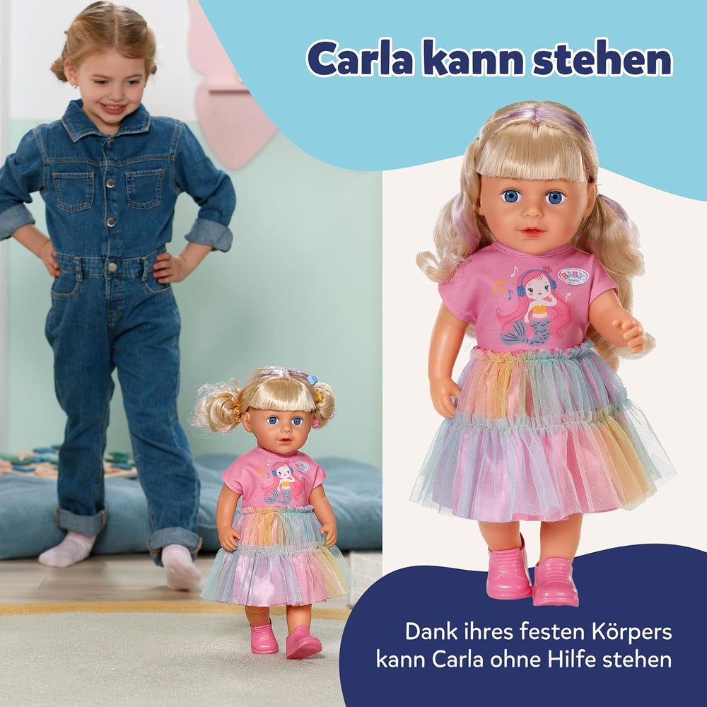 BABY born Carla - poupée de 43 cm - cheveux blonds de haute qualité avec mèches - pas besoin de piles - convient aux enfants à partir de 4 ans - comprend 7 accessoires, rose