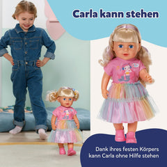 BABY born Carla - poupée de 43 cm - cheveux blonds de haute qualité avec mèches - pas besoin de piles - convient aux enfants à partir de 4 ans - comprend 7 accessoires, rose