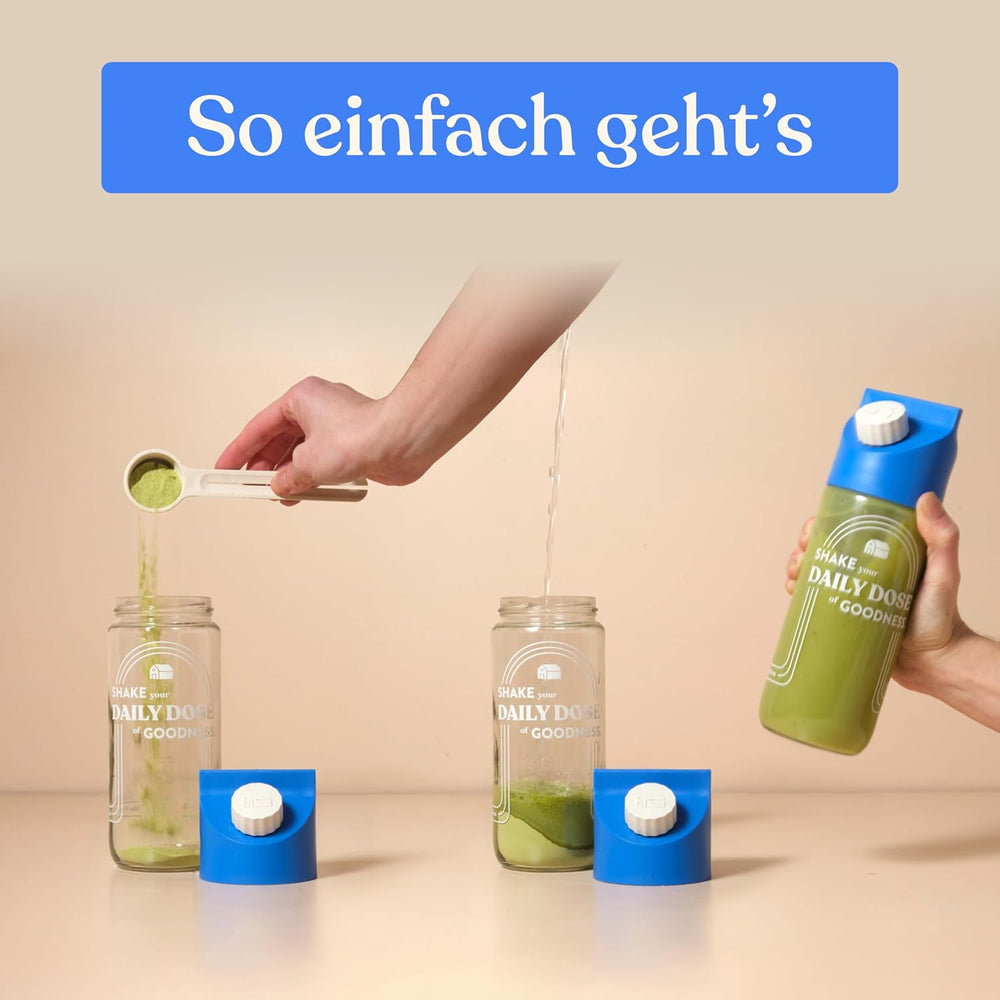 Blue Farm Bio Matcha Oat Latte auf Haferbasis ohne Zuckerzusatz - Mit dem Vitalpilz Lion's Mane - Vegan - sans lactose et sans gluten (300 g, Matcha)