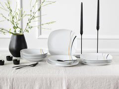 CreaTable 24029 Square City Line Series Service de table en porcelaine pour 6 personnes 12 pièces Passe au lave-vaisselle et au micro-ondes Fabrication de qualité