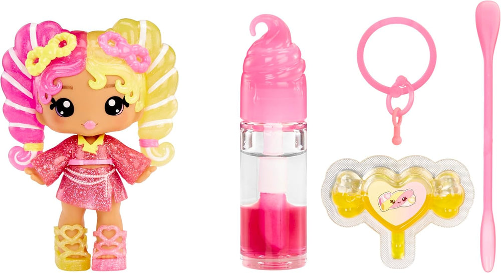 Yummiland Lip Gloss Doll - Roxie Crystal Candy - Y compris un kit de brillant à lèvres DIY, Geeignet für Kinder ab 4 Jahren, Rosa, série 2