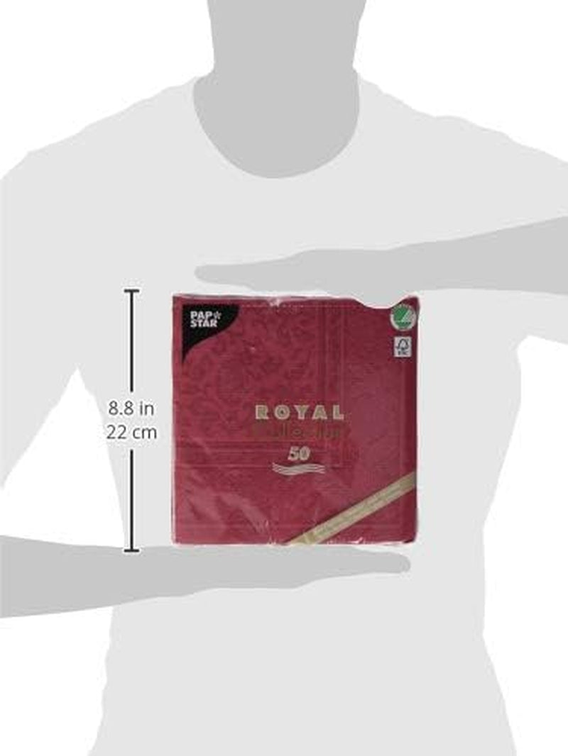 50 serviettes "Collection ROYAL" pli 1/4 40 Cm X 40 Cm Bordeaux "Ornements"