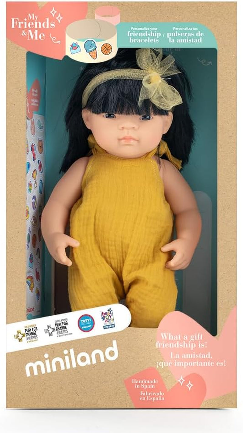 Poupée Miniland, 38 cm, fille asiatique. Fabriqué en Espagne. Anatomiquement correct. Collection Mon ami et moi