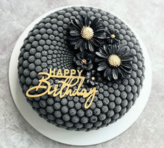 Set 5 decoratiuni comestibile din pasta de zahar, Flori negre-aurii Decoratiuni din Pasta de Zahar Naty Shop