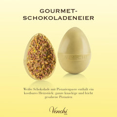 Venchi - Oeuf en chocolat, saveur pistache, à la pistache entière, avec surprise, sans gluten, 500g, collection Pâques, idée cadeau