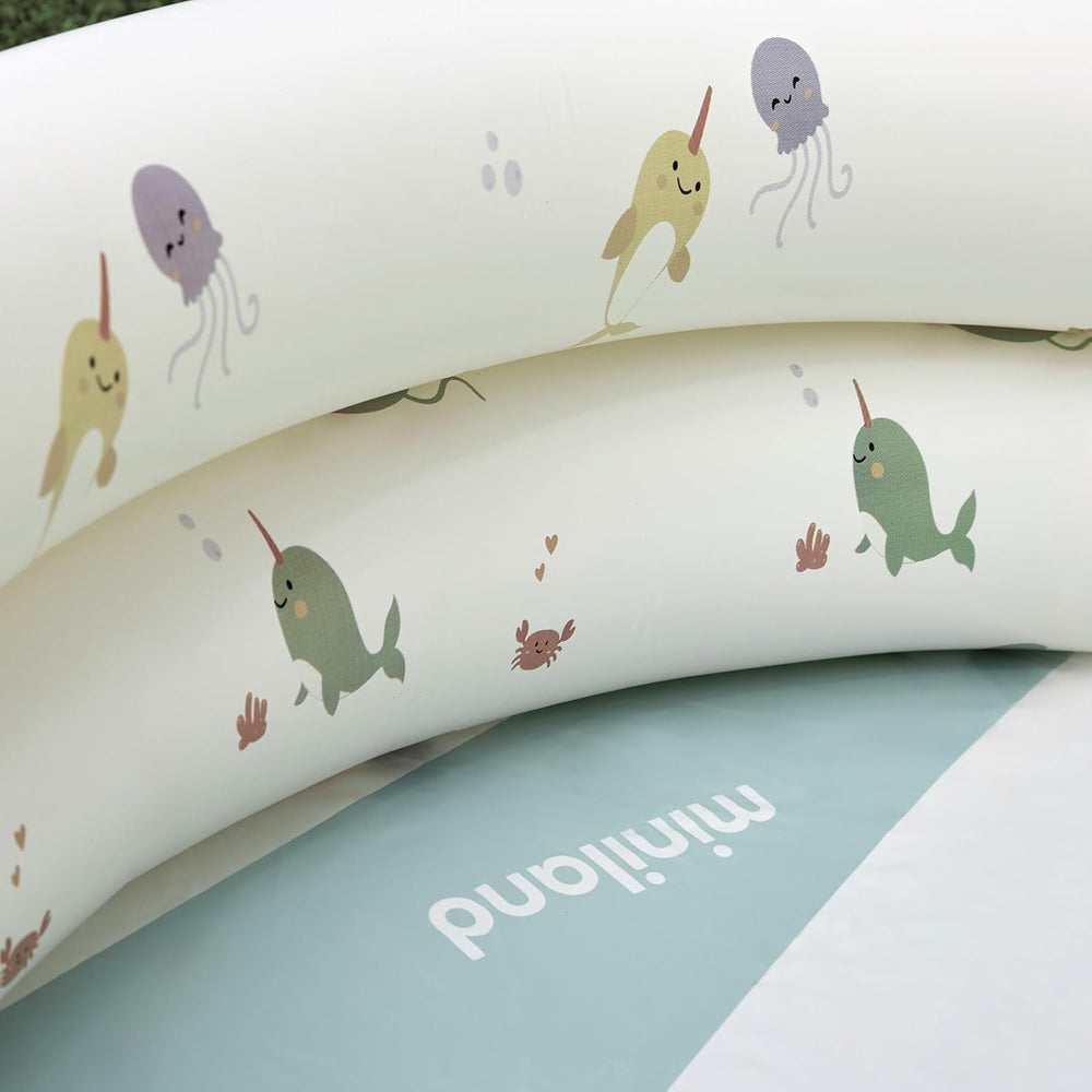 Miniland - Piscine Bébé Gonflable 100cm, Piscine Bébé Ronde Compacte et Sécurisée