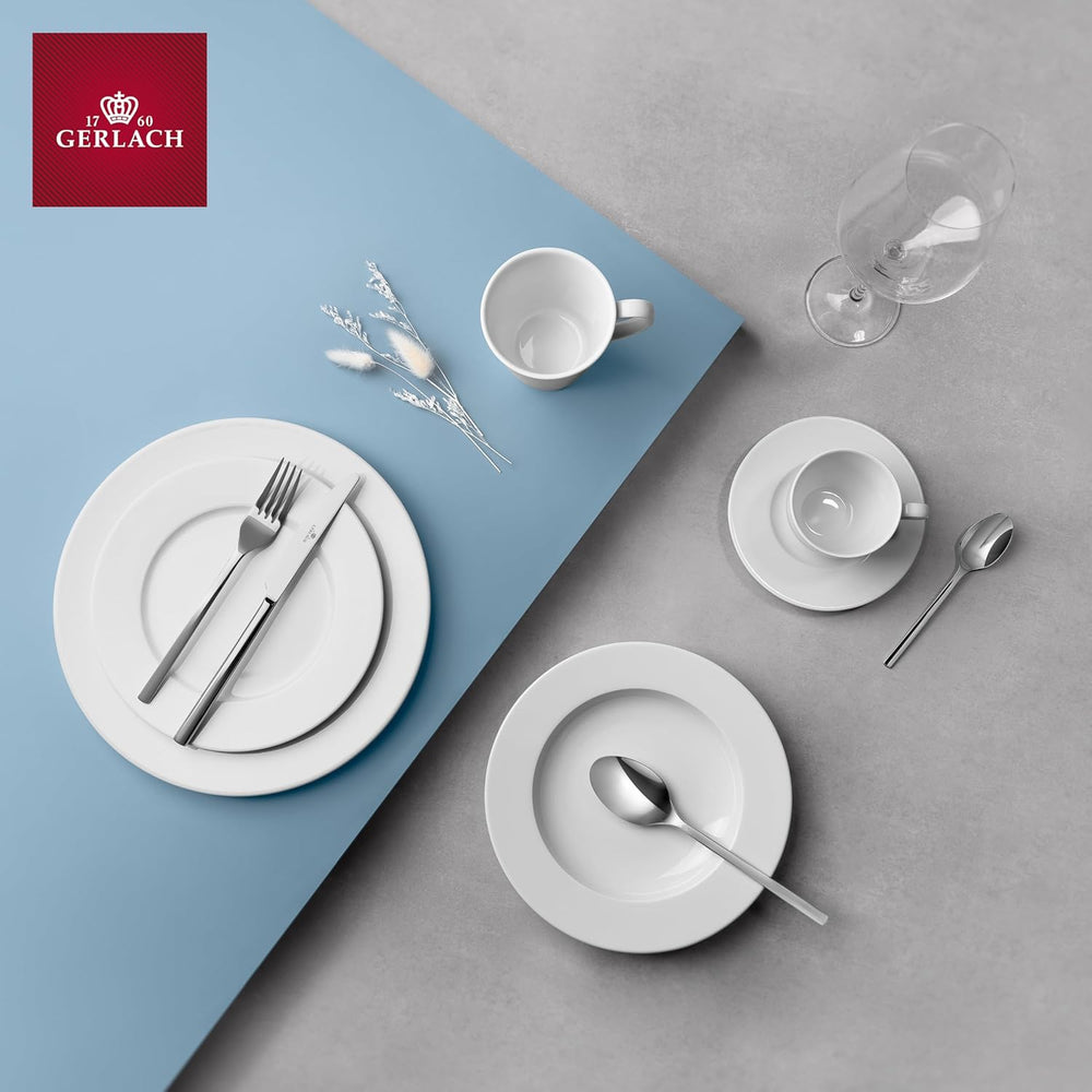 Service de table Gerlach 1760 - 18 pièces - Service de table pour 6 personnes - Service d'assiettes - Porcelaine moderne, blanc