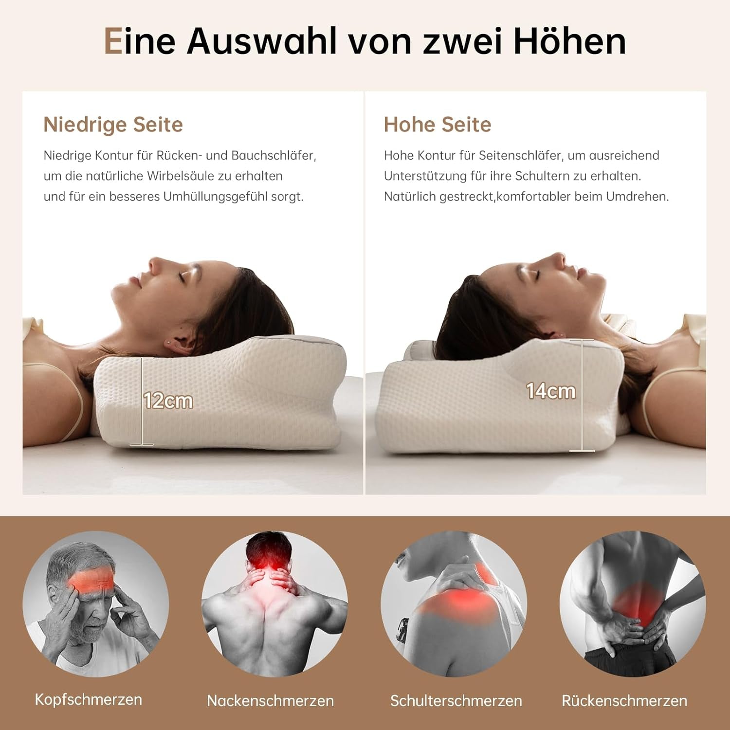 Homyrium Oreiller Cervical Ergonomique Oreiller Orthopédique Oreiller de Soutien du Cou en Mousse à Mémoire Oreiller Anti-Ronflement Oreiller pour Dormeur Latéral Oreiller pour Le Dos et Le Ventre Gris Oreillers Orthopédiques Cervicaux Naty Shop