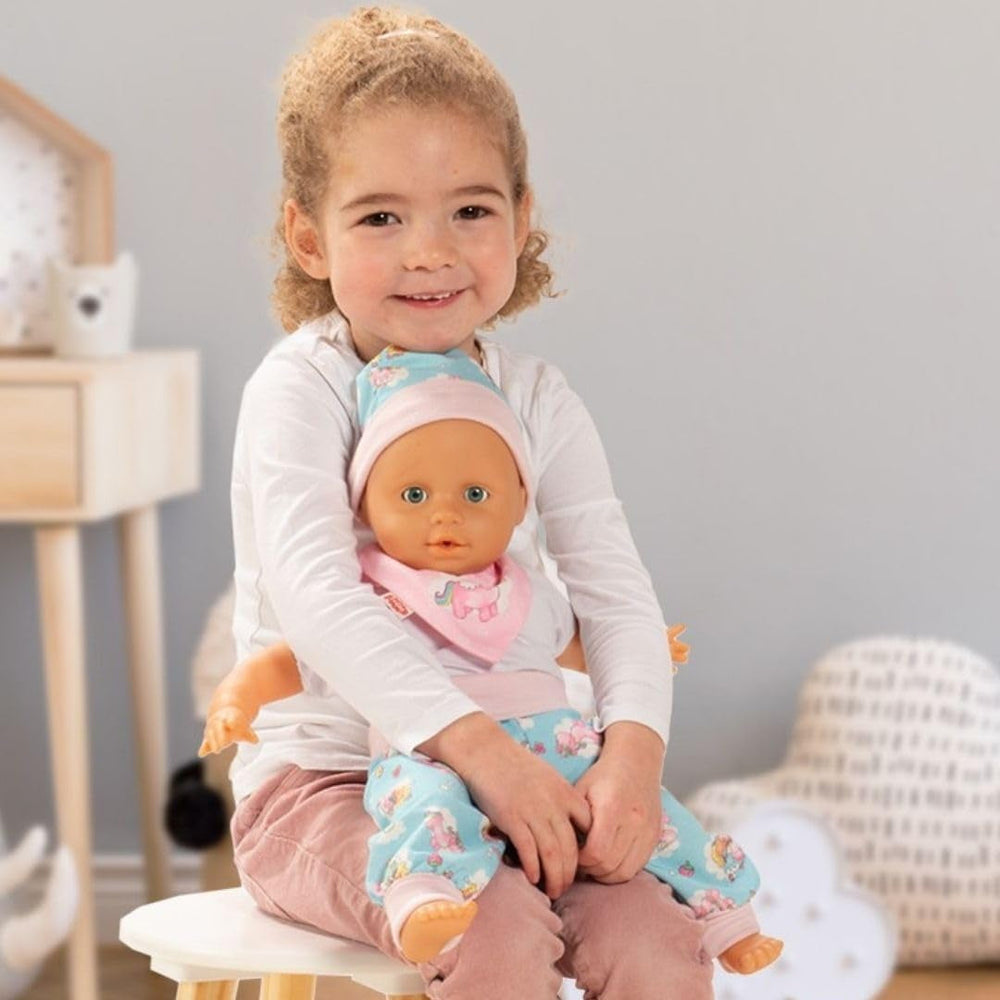 Heless 1080 - Bekleidungs-Set für Puppen im Design von Einhorn Emil und Fee Emma, 3 teilig mit Hose, Mütze und Halstuch, Größe 28 - 35 cm