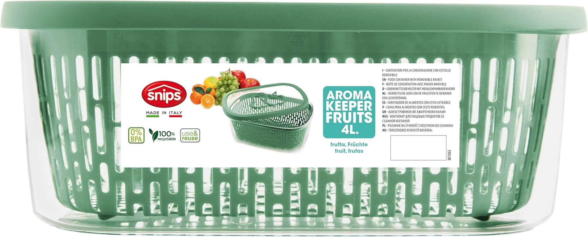 Scie pour conserver l'arôme des fruits, plastique, verte, 4 LT - rectangulaire Boîtes de conservation alimentaire Naty Shop