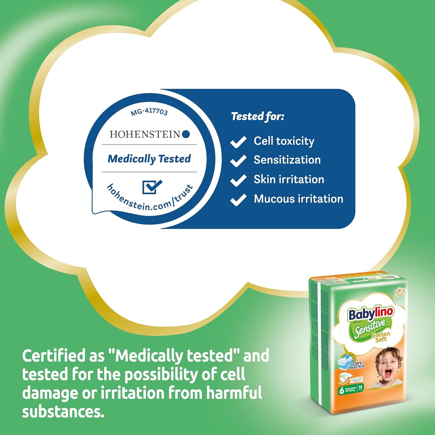 Couches pour bébés sensibles, taille 6, extra large (13-18 kg), 114 couches