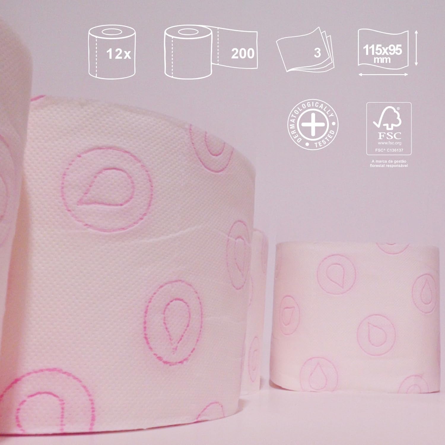 Renova - Papier toilette Skin Care Plus, Décoré, Parfumé - 12 rouleaux (Papier toilette)