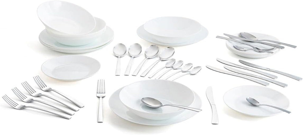 Serviciu de cină alb complet pentru 6 persoane Seturi vesela masa Naty Shop Veselă și tacâmuri Veselă + tacâmuri
