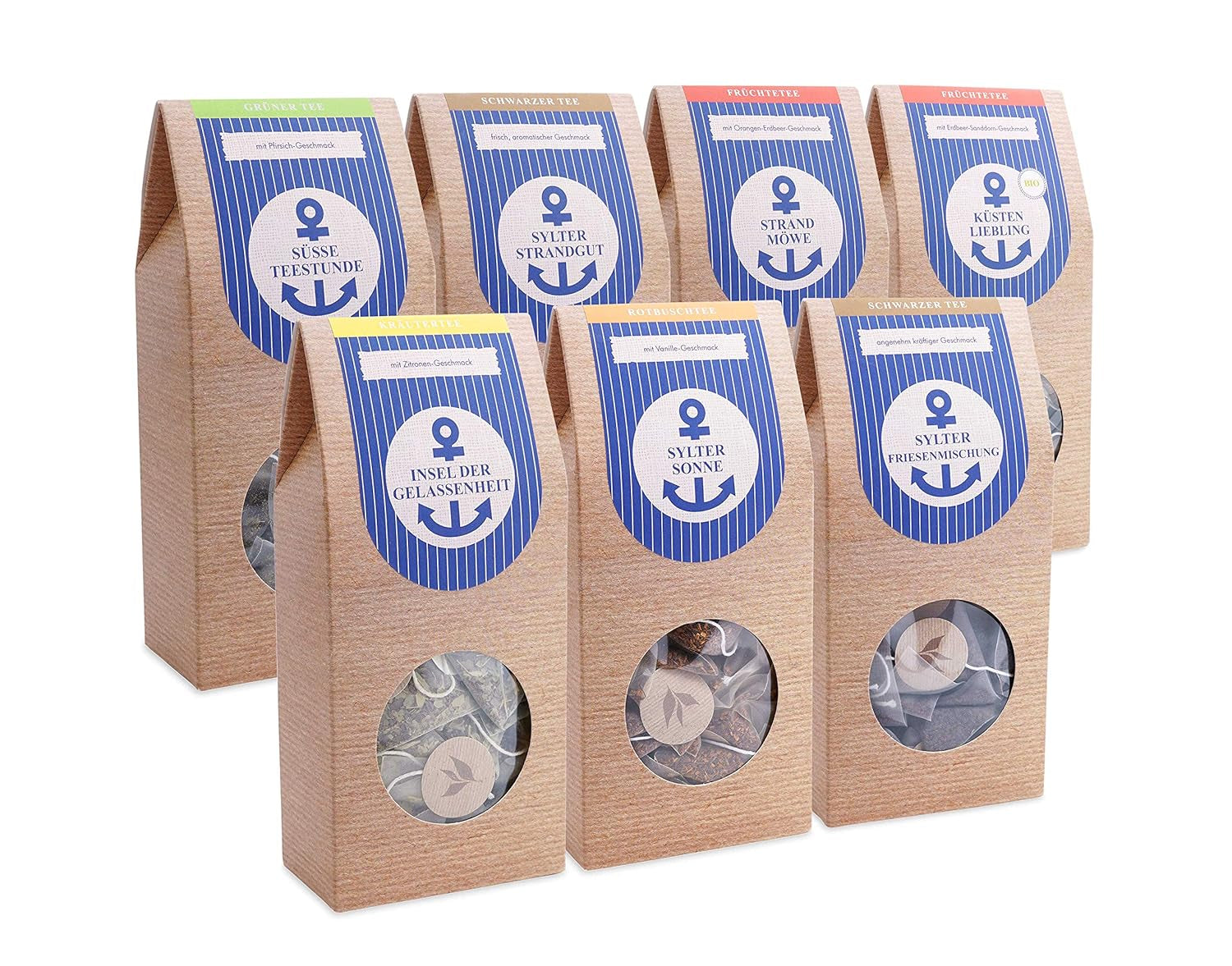 Ceai de fructe în pliculețe piramidale Portocale și căpșuni - Strandmöwe 15 pliculețe Mehr Meer Sylter Teekontor
