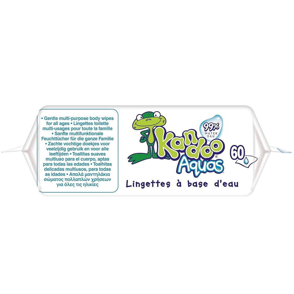 Lingettes de toilette multifonctions Aquas 99% d'eau Pack de 60 lingettes humides bébé Naty Shop