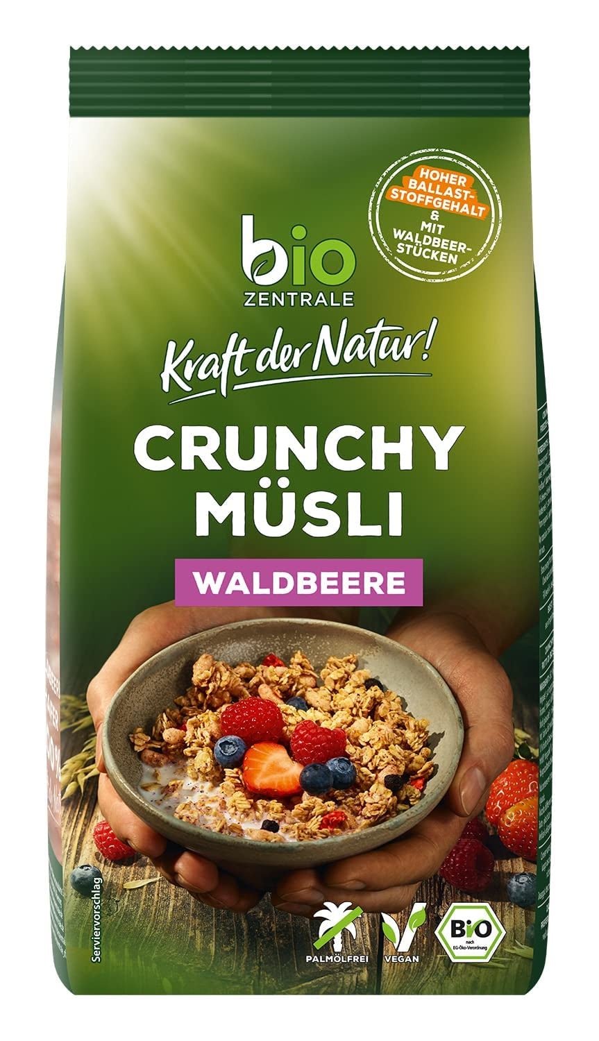Muesli croustillant aux baies Biozentrale | 375 g de Muesli bio | Idéal pour le petit-déjeuner et votre tasse de muesli à emporter | Une alternative aux barres de muesli