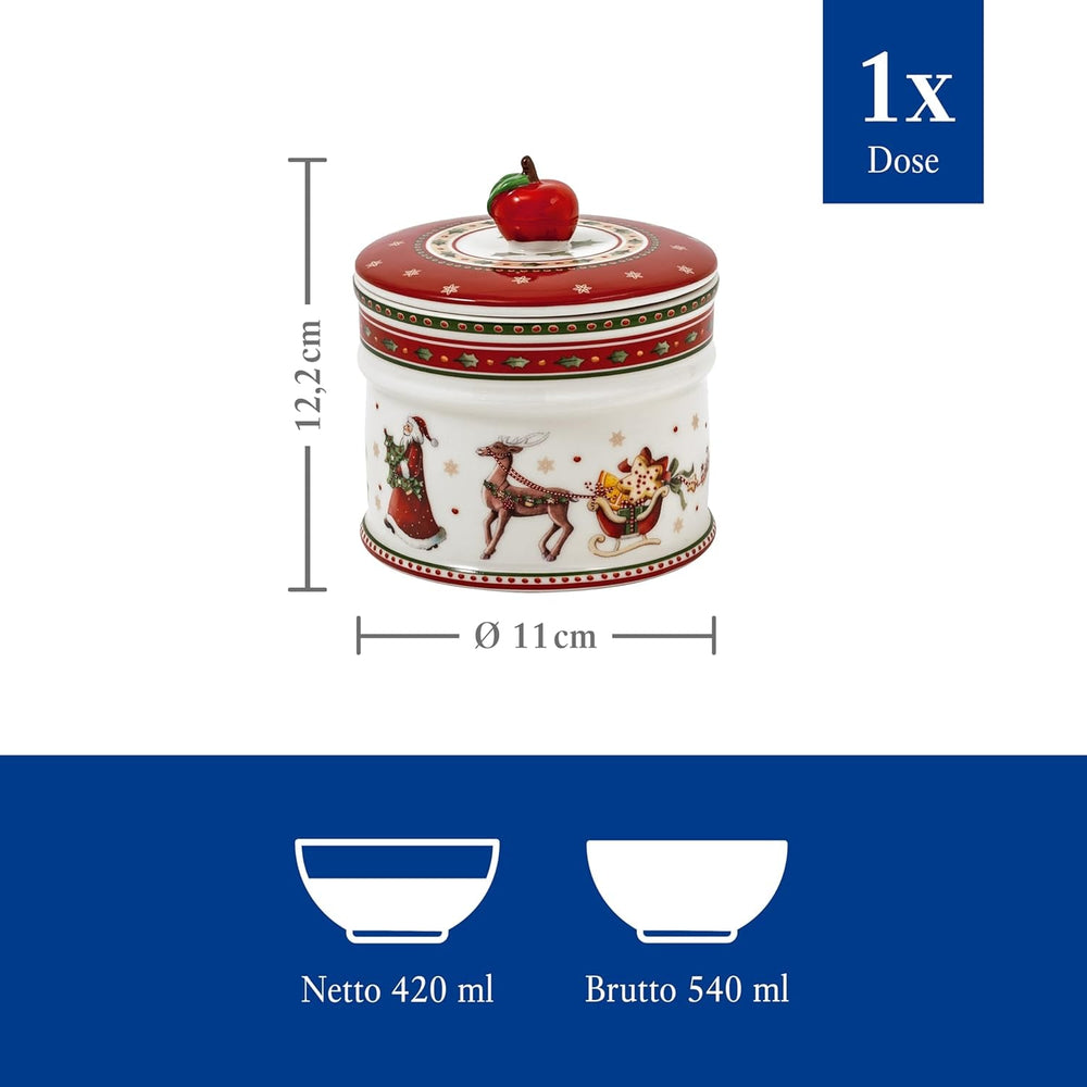 Villeroy & Boch - Winter Bakery Delight Cutie mică de depozitare, cutie ceramică pentru biscuiți de Crăciun, cutie de Crăciun, cutie pentru biscuiți, cutie pentru biscuiți, cutie ceramică cu capac, depozitare dulciuri, porțelan premium Cutii depozitare alimente Naty Shop