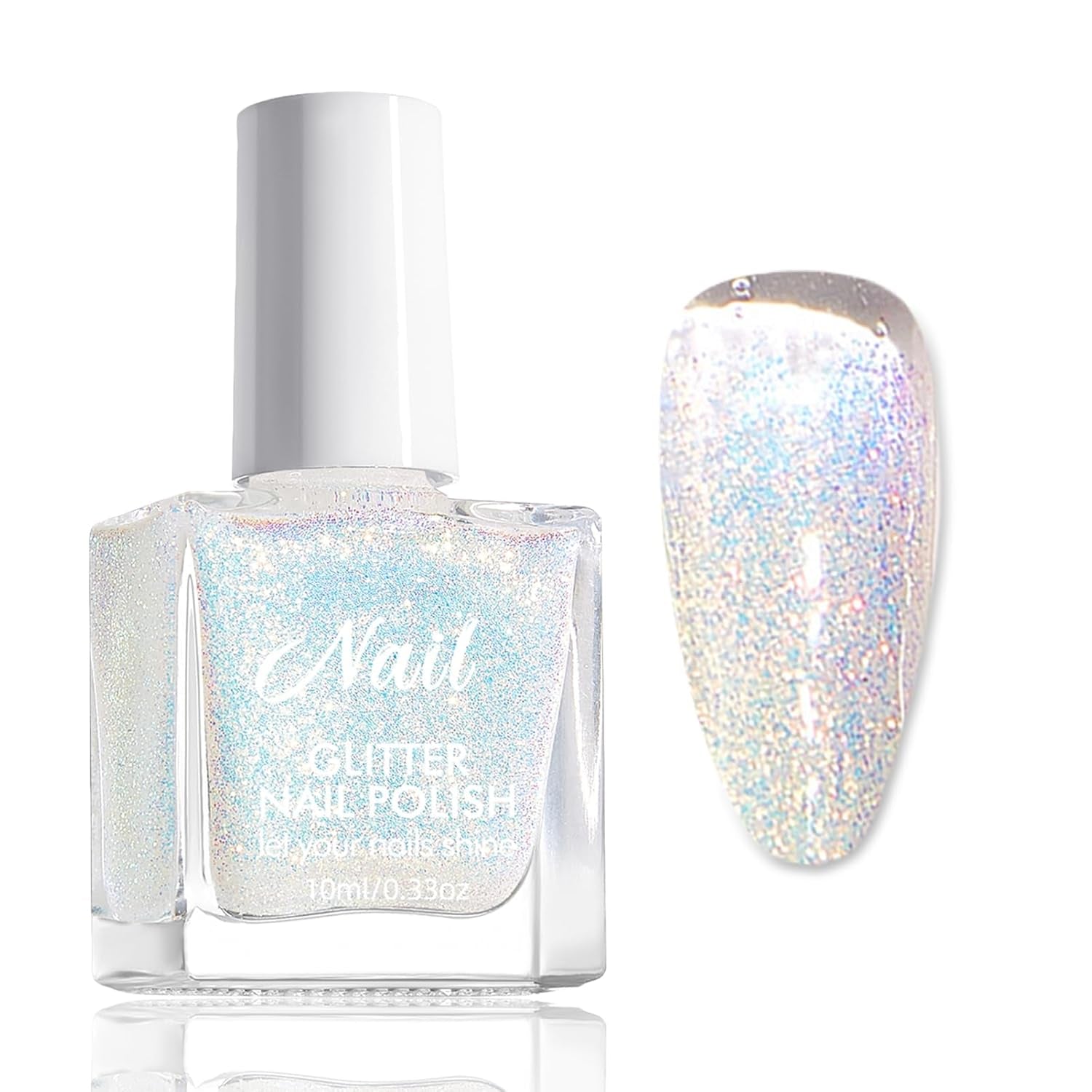 Vernis à ongles rose pailleté – Vernis à ongles non toxique à base d'eau pour femme – Vernis à ongles à séchage rapide – Vernis à ongles pailleté réfléchissant pour le nail art à la maison (rose transparent, 10 ml)