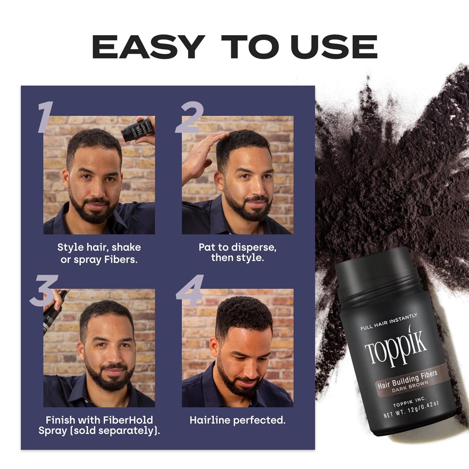 Cheveux dispersés châtain foncé pour des cheveux plus fournis en quelques secondes, poudre capillaire pour un look authentique, perte de cheveux pour la perte de cheveux pour hommes et femmes, 55 g Naty Shop Hair Care