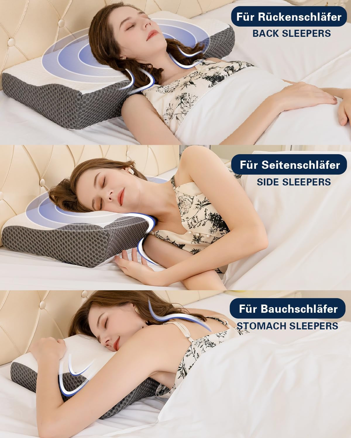 IDEA Oreiller, Oreiller Orthopédique Ergonomique pour Douleurs Cervicales, Oreiller en Mousse à Mémoire de Forme pour Dormeurs Latéraux, Dos et Abdominaux, Oreiller Anti-Ronflement pour Hommes Femmes (62 * 34,5 * 12/8CM) Oreillers Orthopédiques Cervicaux Naty Shop