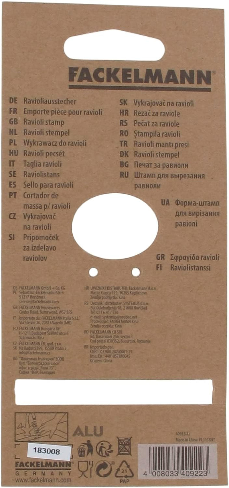 Fackelmann 40922 Boîte à raviolis carrée, 6,9 x 6,9 x 7,5 cm