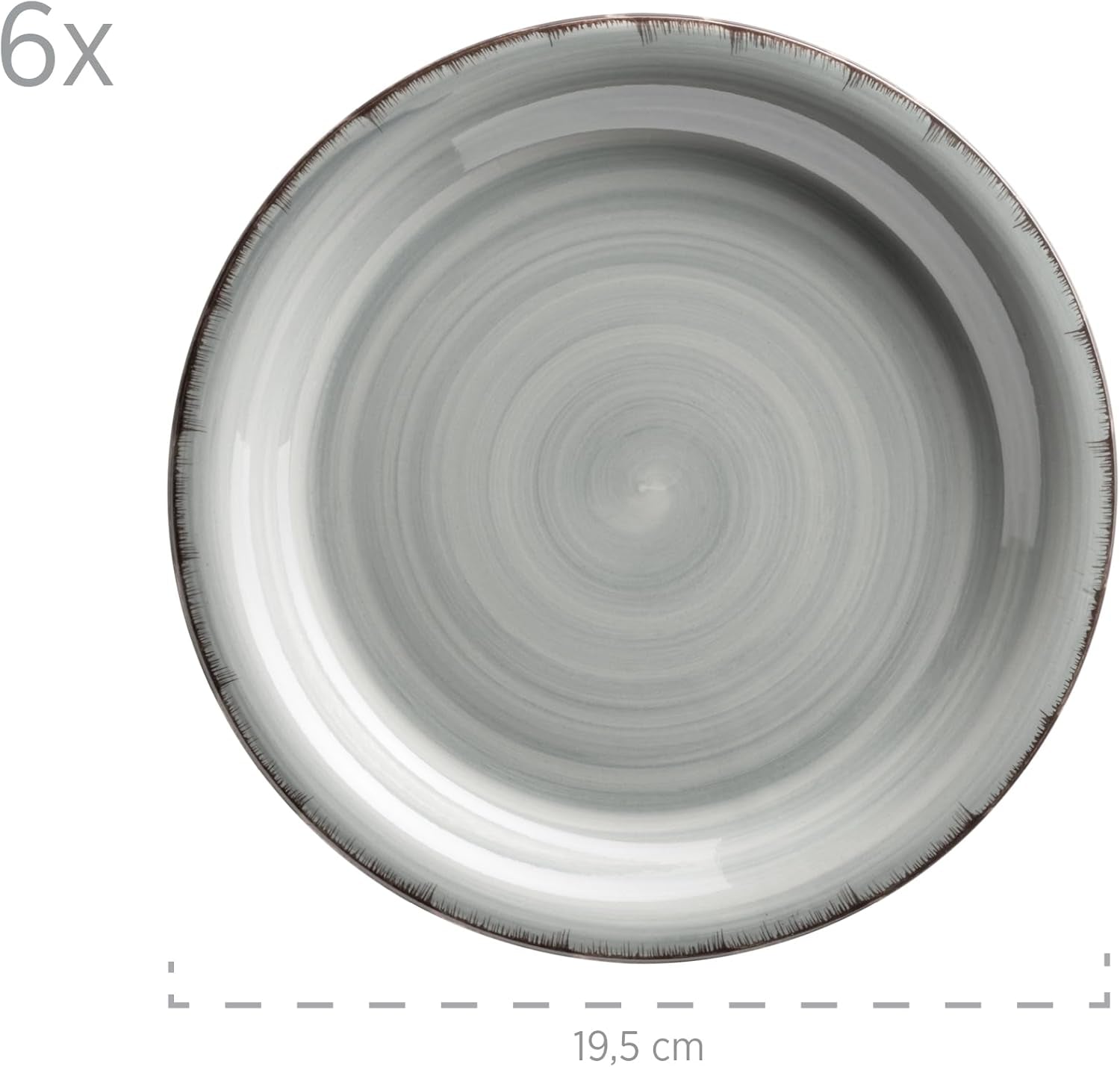 MÄSER 931875 Bel Tempo II Service de table pour 6 personnes au look vintage moderne, service de table 18 pièces, vaisselle en céramique peinte à la main, grès, bleu fumé